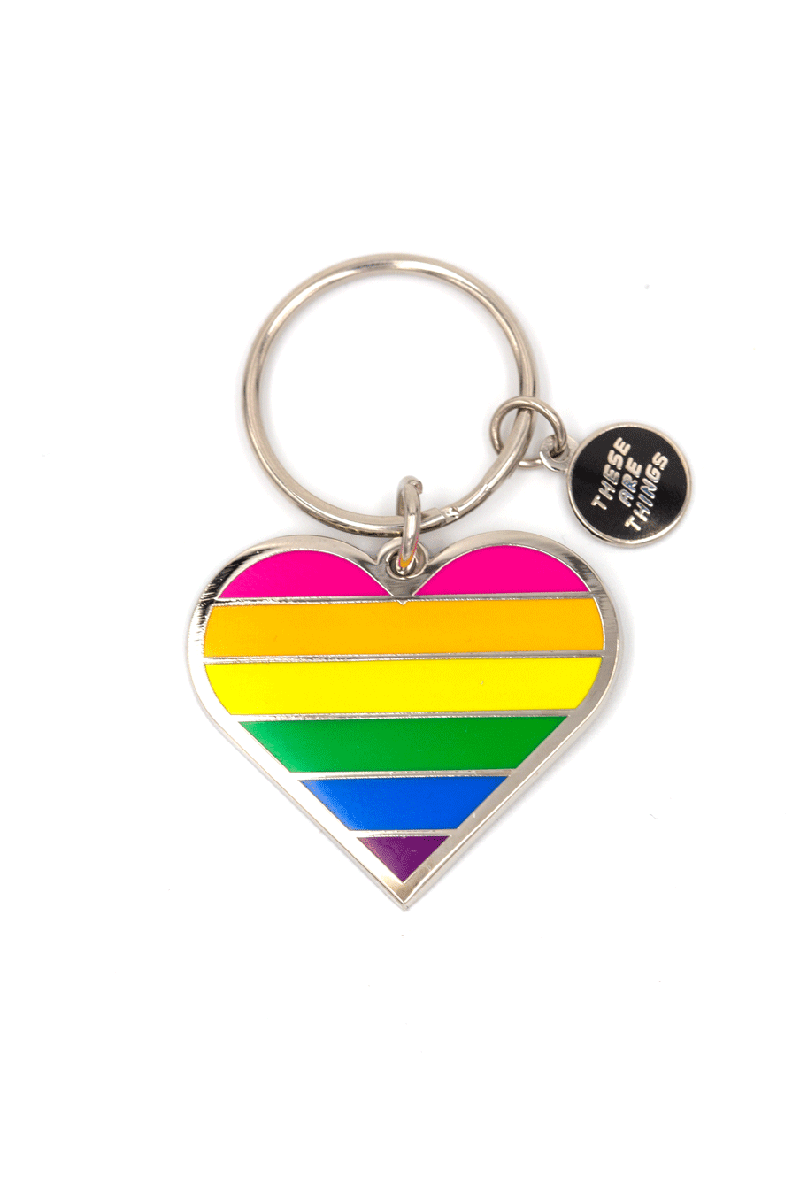 Pride Heart Enamel Keychain (2" wide) Keychains These Are Things 