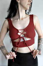 Sullen Lace Up Tank Tank Tops NOCTEX RED XS 