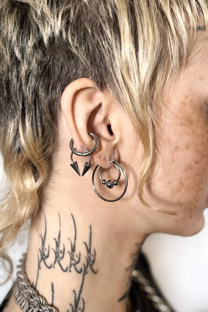 Cassini Steel Ring Hoop Earrings | Steel Earrings NOCTEX 