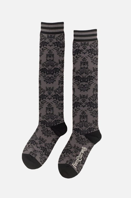 Bat Damask Knee High Socks Socks FootClothes LLC 
