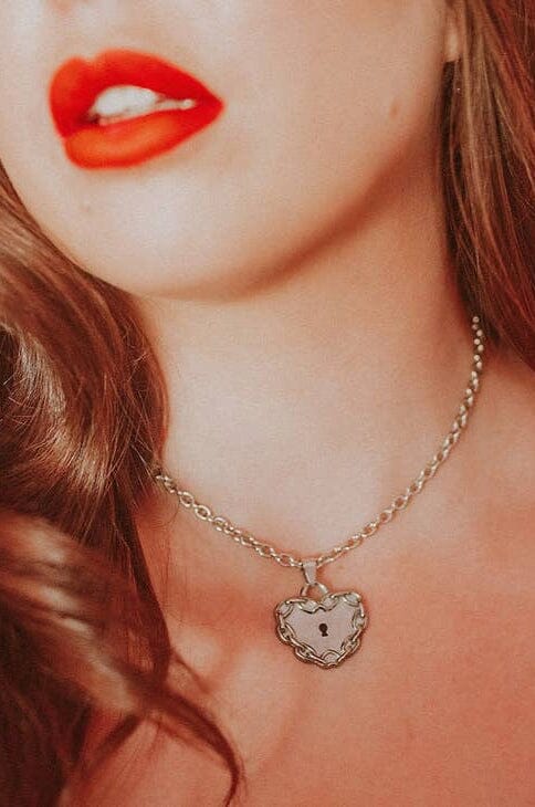 Chained Up Heart Padlock Necklace Necklace Mysticum Luna 