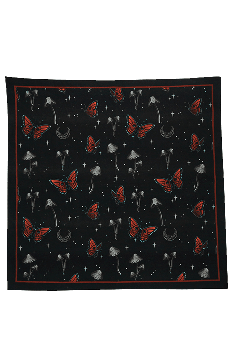 Skull Butterflies and Mushrooms Bandana Scarves Ectogasm 