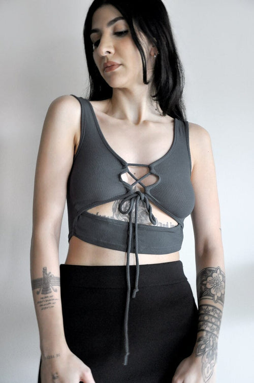Sullen Lace Up Tank Tank Tops NOCTEX GREY XS 
