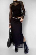 Shadow Veil Mesh Skirt Midi Skirts NOCTEX 