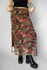 Camo Veil Mesh Skirt Midi Skirts NOCTEX 