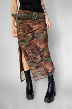Camo Veil Mesh Skirt Midi Skirts NOCTEX 
