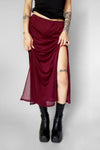 Crimson Veil Mesh Skirt Midi Skirts NOCTEX 
