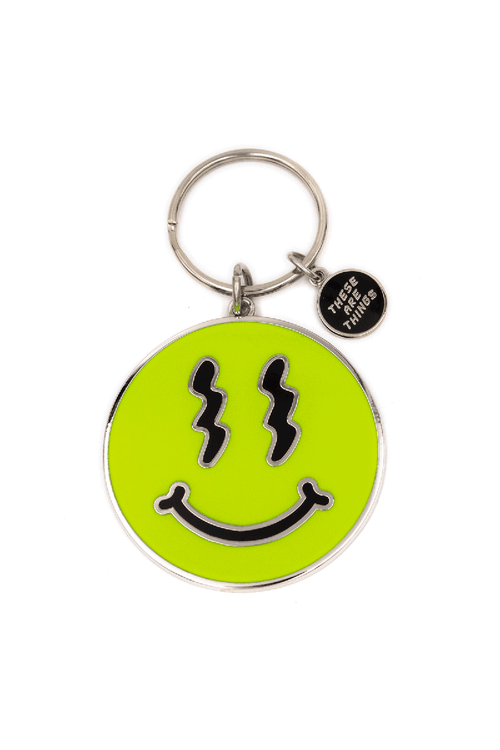 Trippy Smiley Enamel Keychain (2" wide) Keychains These Are Things 