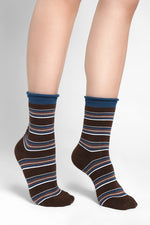 Mia Roll Top Striped Socks