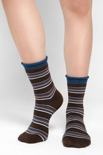 Mia Roll Top Striped Socks