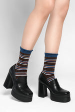 Mia Roll Top Striped Socks