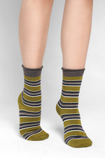 Mia Roll Top Striped Socks