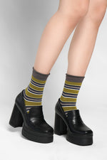Mia Roll Top Striped Socks