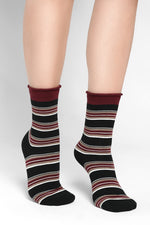 Mia Roll Top Striped Socks