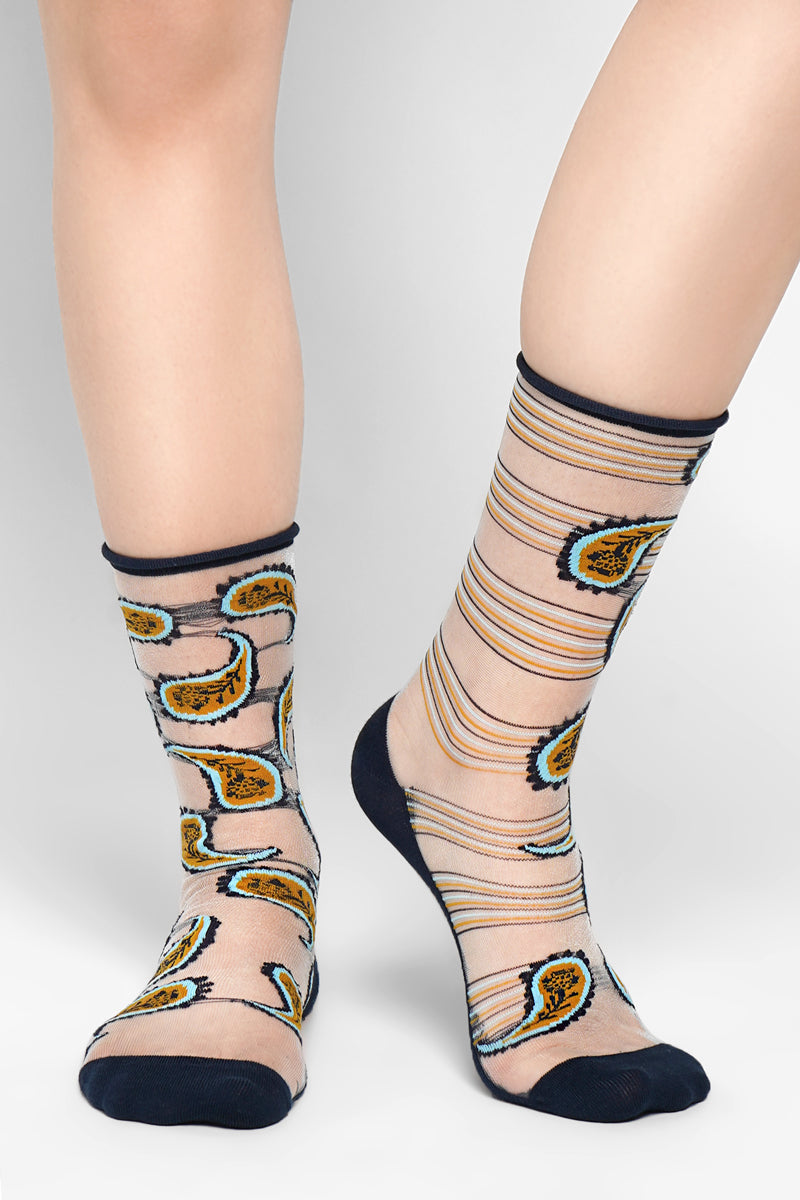 Paisley Swirl Sheer Socks
