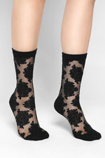 Shadow Play Floral Sheer Socks