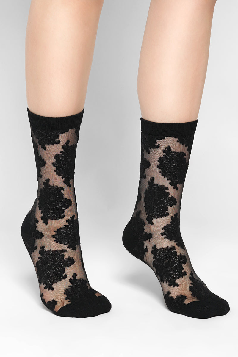 Shadow Play Floral Sheer Socks
