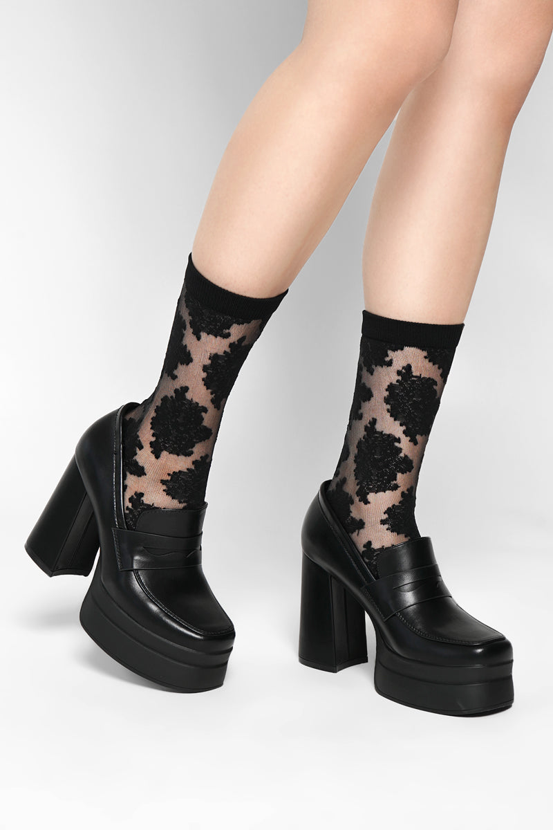 Shadow Play Floral Sheer Socks