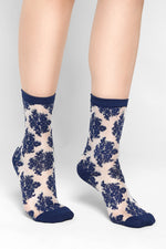 Shadow Play Floral Sheer Socks