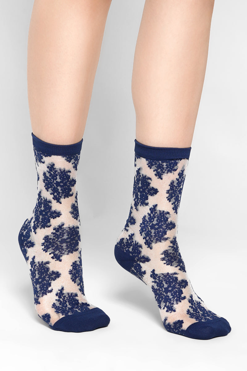 Shadow Play Floral Sheer Socks