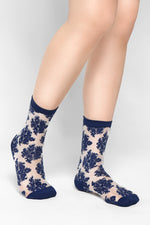 Shadow Play Floral Sheer Socks