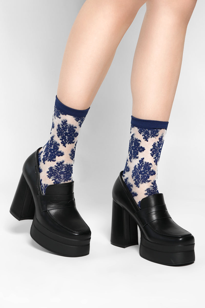 Shadow Play Floral Sheer Socks