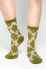 Shadow Play Floral Sheer Socks