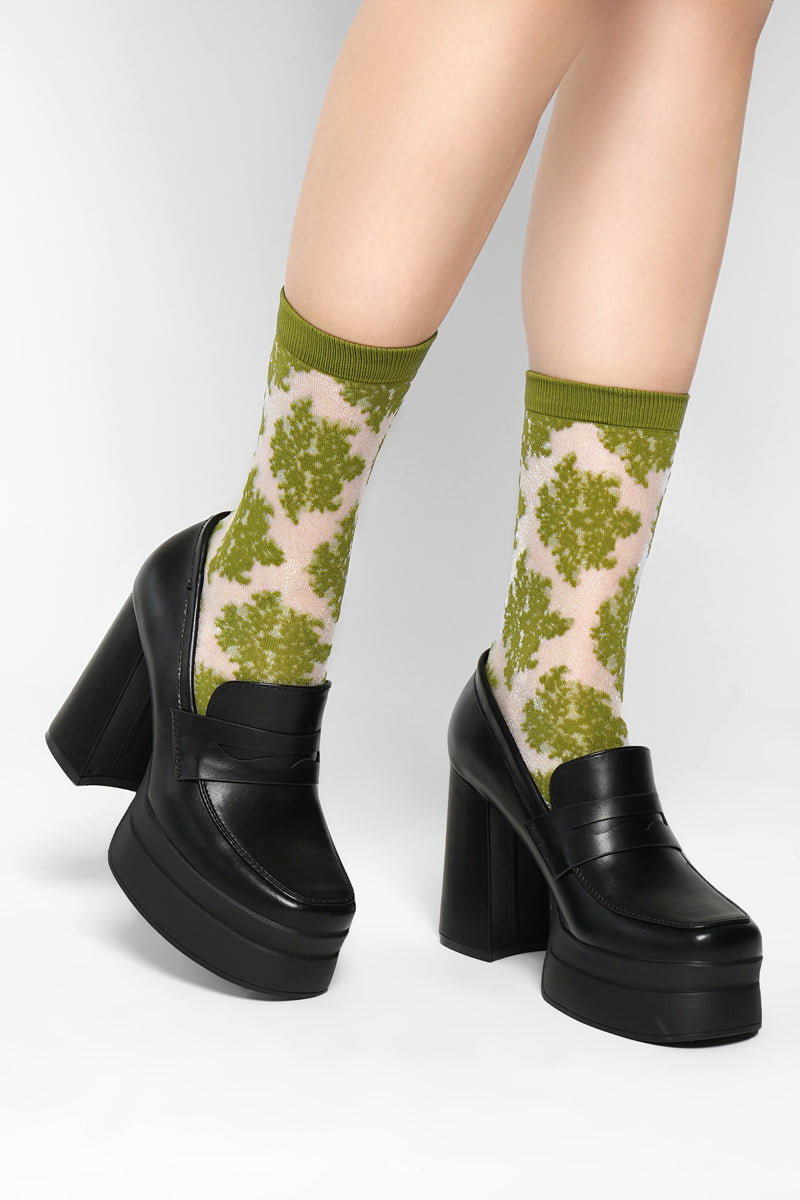 Shadow Play Floral Sheer Socks