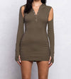 Venya Hooded Mini Dress - Dusted Olive Mini Dress No Vacancy 