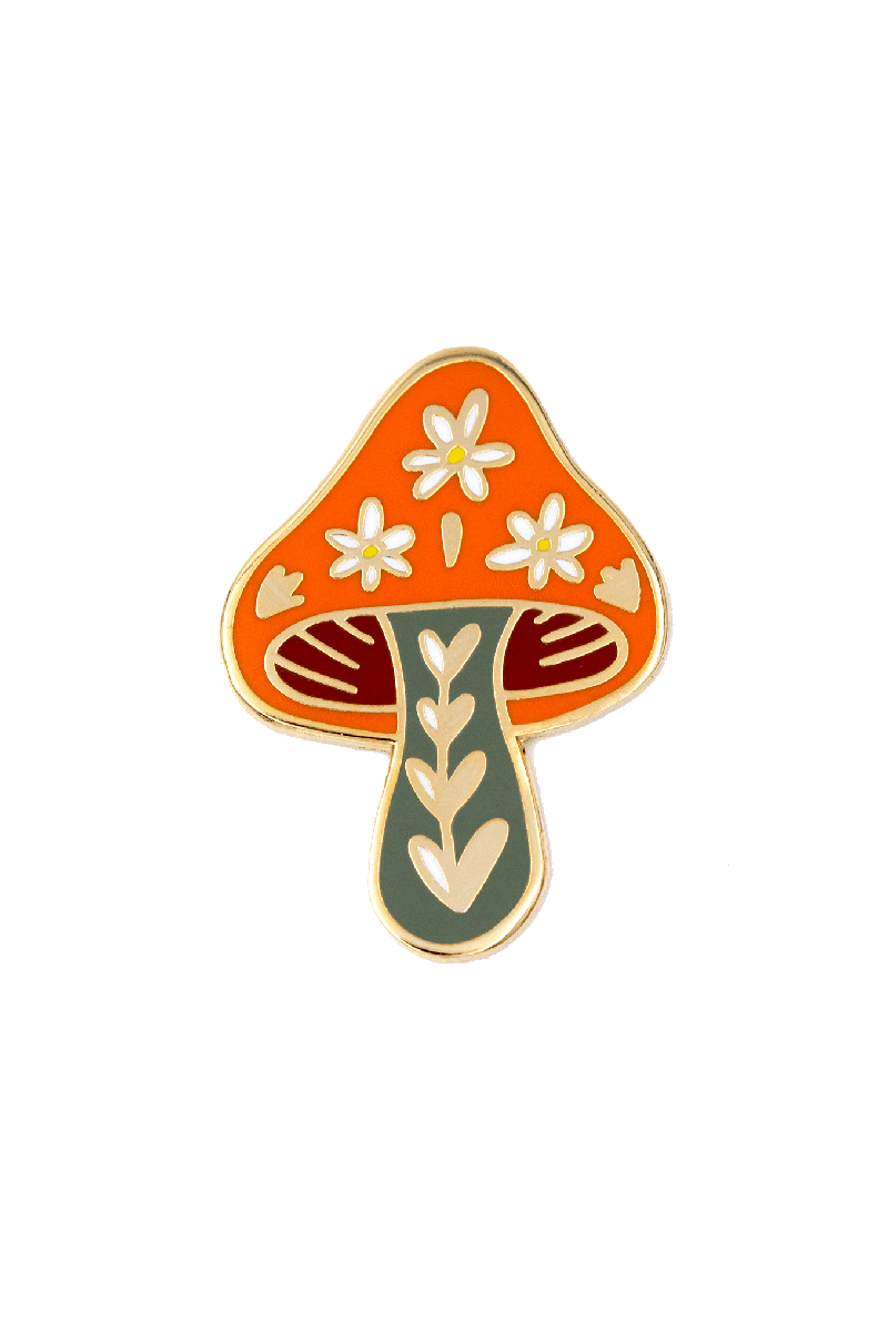 Floral Mushroom Enamel Pin (1" tall) Enamel Pin These Are Things 