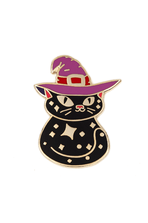 Black Cat Witch Enamel Pin (1" tall) Enamel Pin These Are Things 