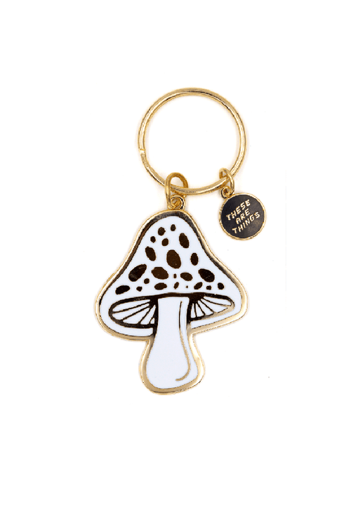 Golden Mushroom Enamel Keychain (2" tall) Keychains These Are Things 