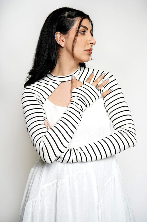 Ayla Shrug - B/W Stripe Shrugs NOCTEX 