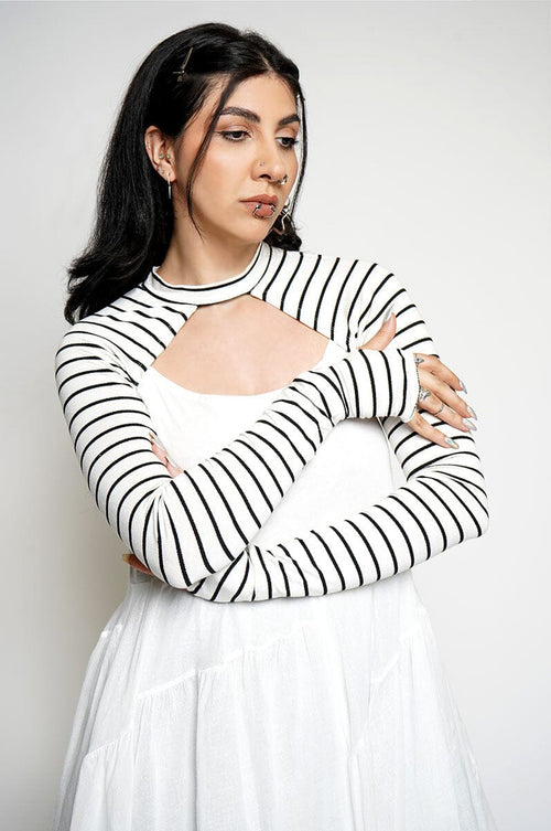 Ayla Shrug - B/W Stripe Shrugs NOCTEX 