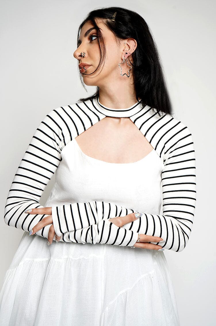 Ayla Shrug - B/W Stripe Shrugs NOCTEX 