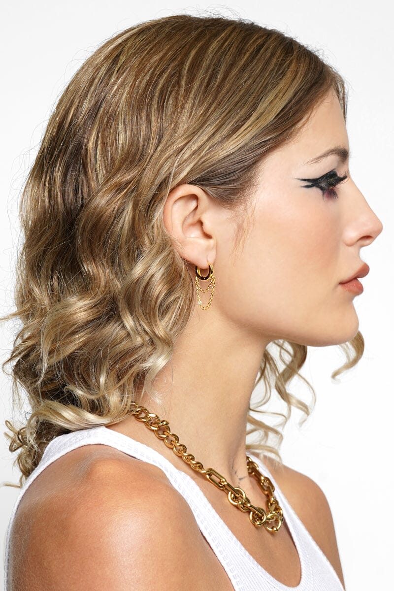 GOLD CHAIN HOOP EARRING Earrings NOCTEX 