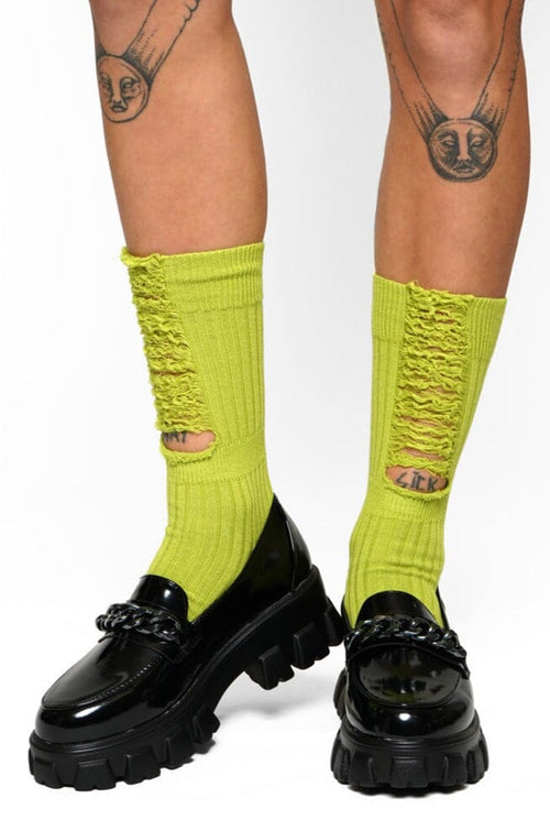 Destroyed Rib Socks Socks NOCTEX Green 