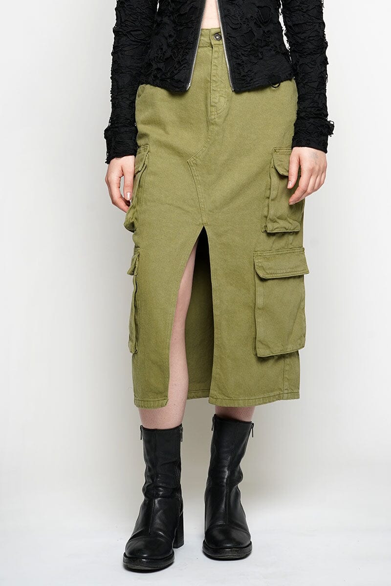 Soda Combat Skirt - Khaki Maxi Skirts The Ragged Priest 