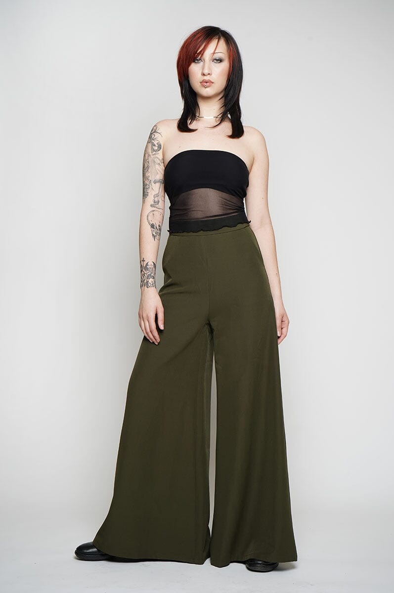 Buy Olive Green Solid Parallel Pants Online - W for Woman