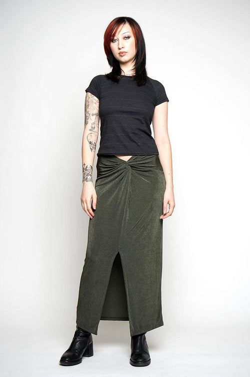 Gaia Front Twist Skirt - Olive Maxi Skirts NLT 