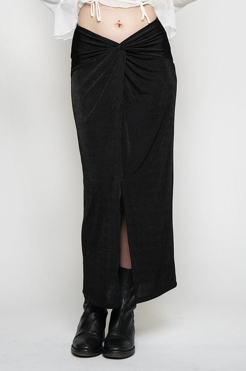 Gaia Front Twist Skirt -Black Maxi Skirts NLT 