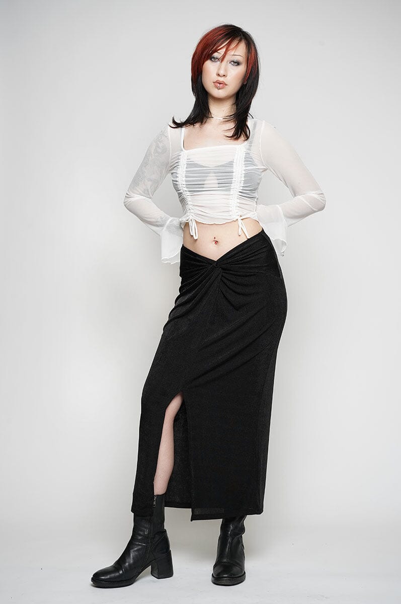 Gaia Front Twist Skirt -Black Maxi Skirts NLT 