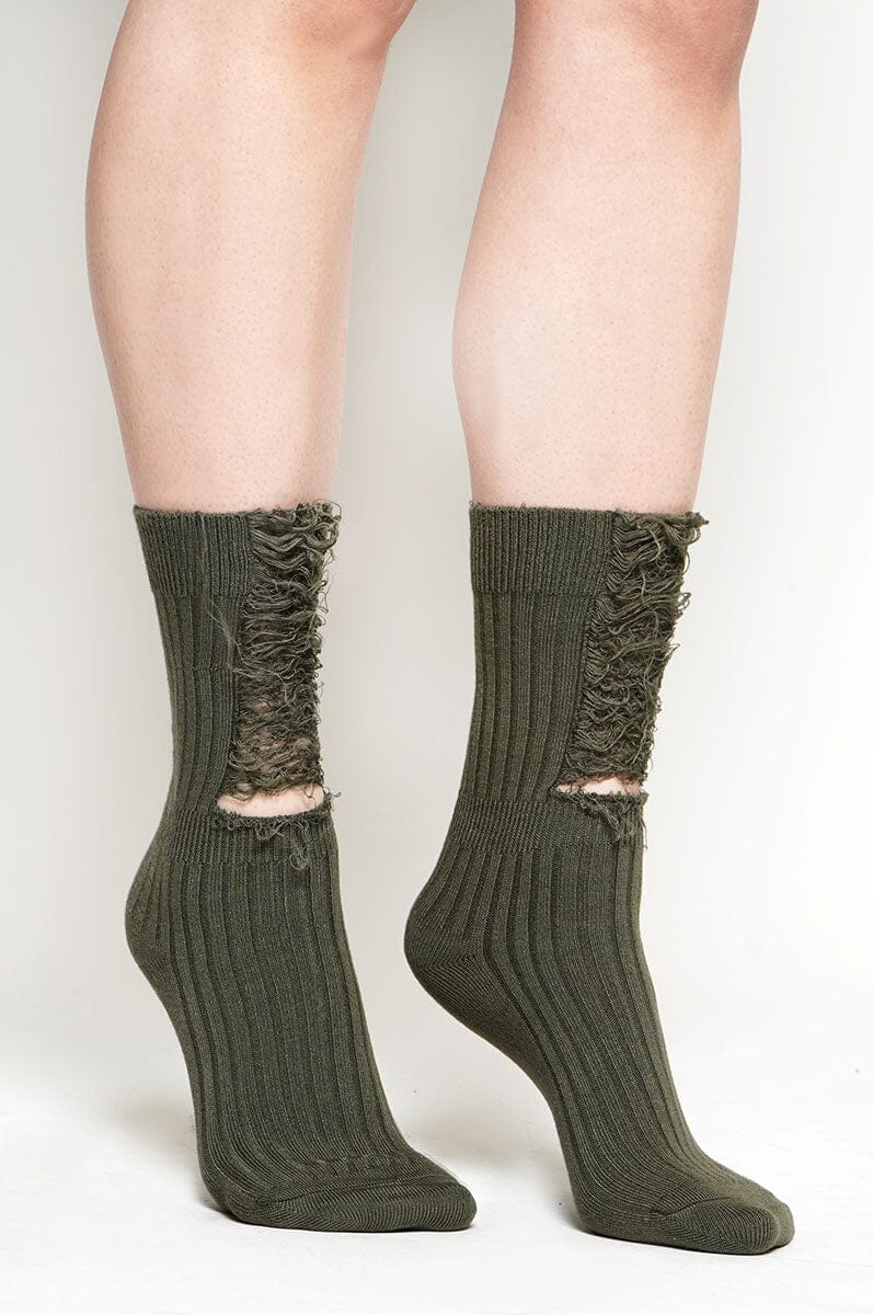 Destroyed Rib Socks Socks NOCTEX Grass Green 