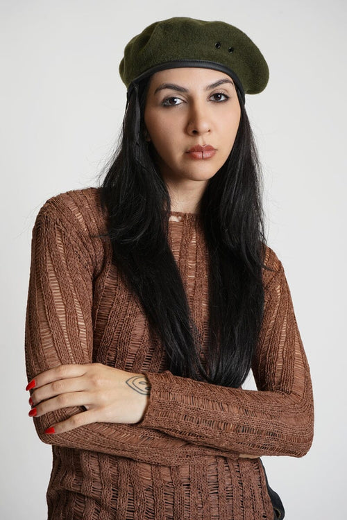 Eva Beret - Olive Green Hats NOCTEX 