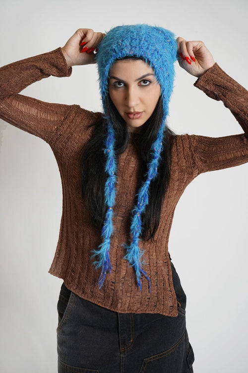Blue Knit Beanie NOCTEX 