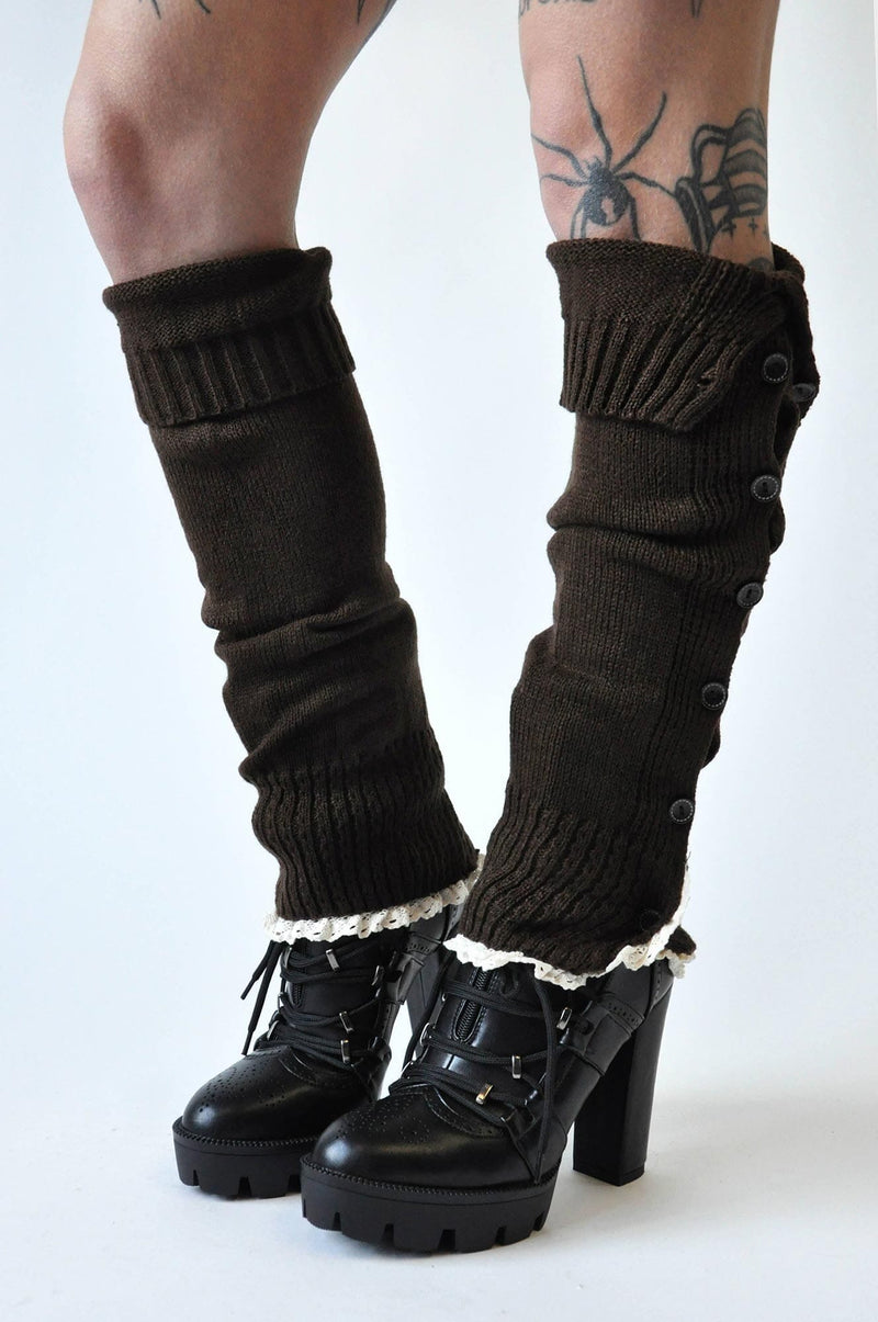 Buttoned Leg Warmer - Black