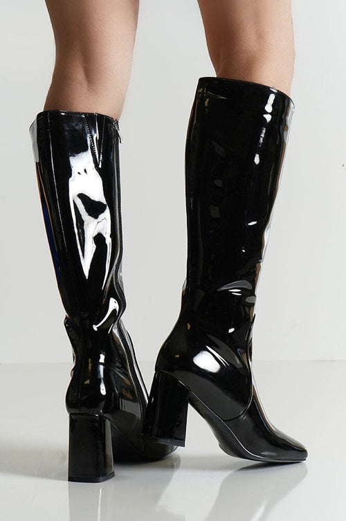 Hypnotize Calf Boots - Black Patent FOOTWEAR London Rag 