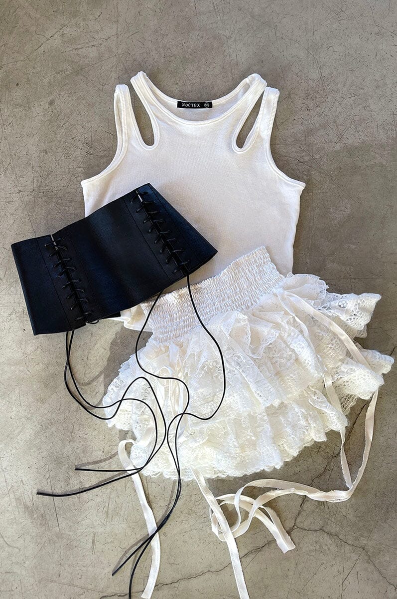 Tessera Tank Top - White Rib Tank Tops NOCTEX 