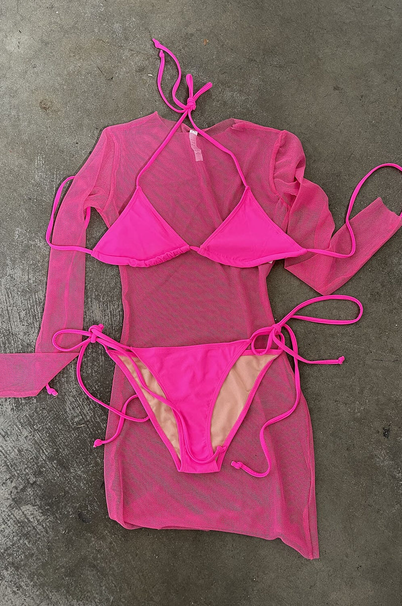 Electric Pink Bikini and Mesh Dress Set Swimwear FORPLAY 