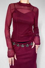 Sabrina Mesh Longsleeve - Crimson Longsleeves NOCTEX 